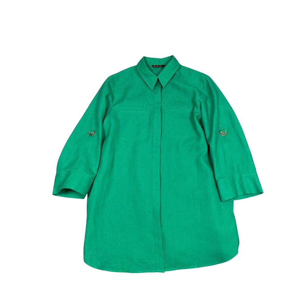 Loro Piana Emerald Green Button-Front Blouse